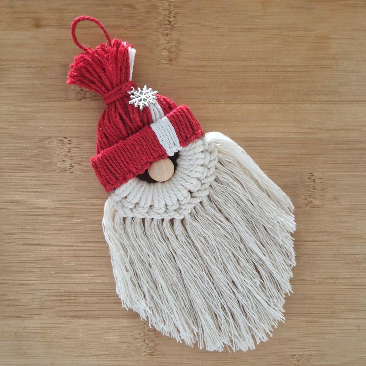 Red macrame wall hanging santa