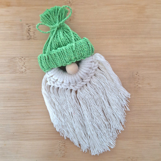 Green macrame wall hanging santa