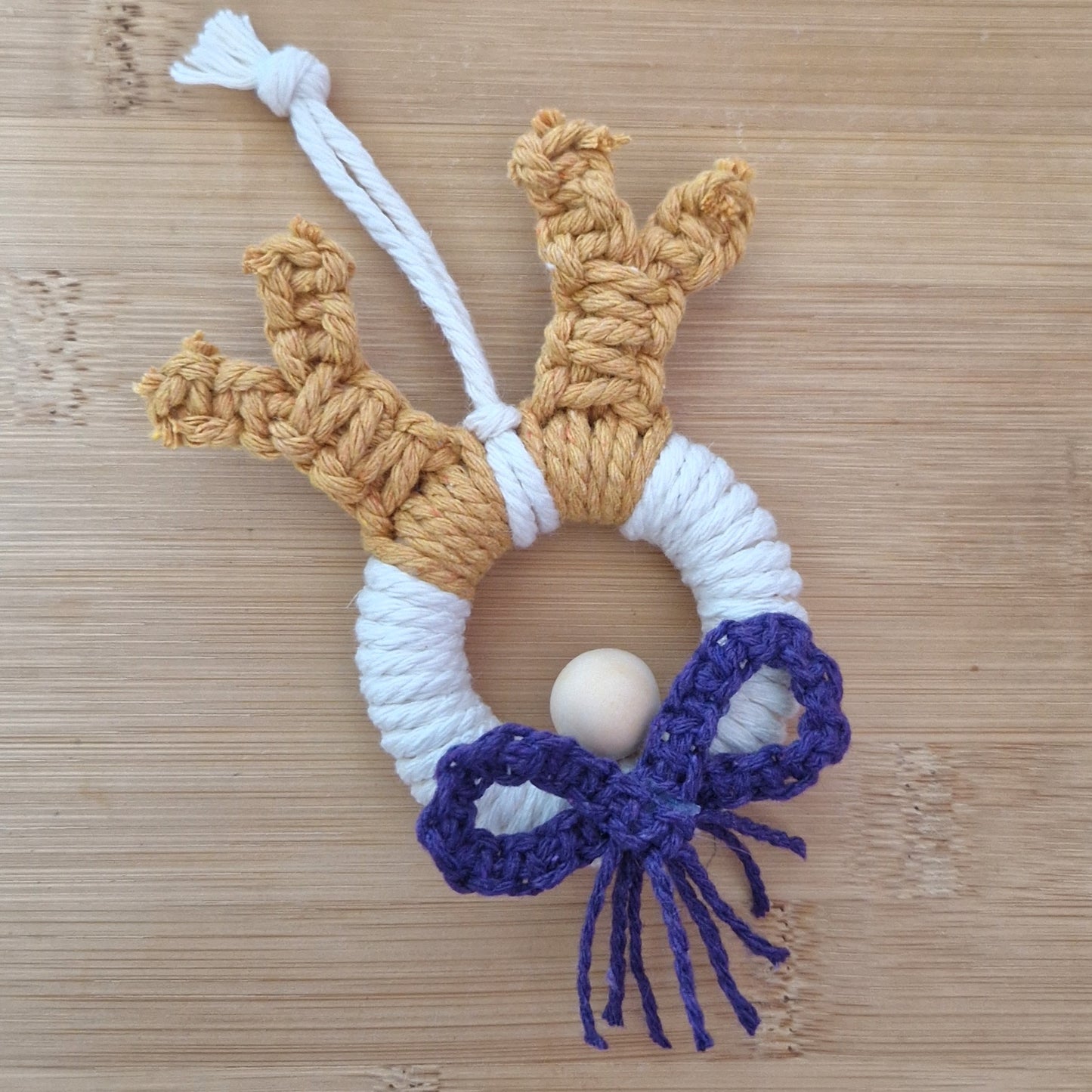 Purple macrame wall hanging reindeer