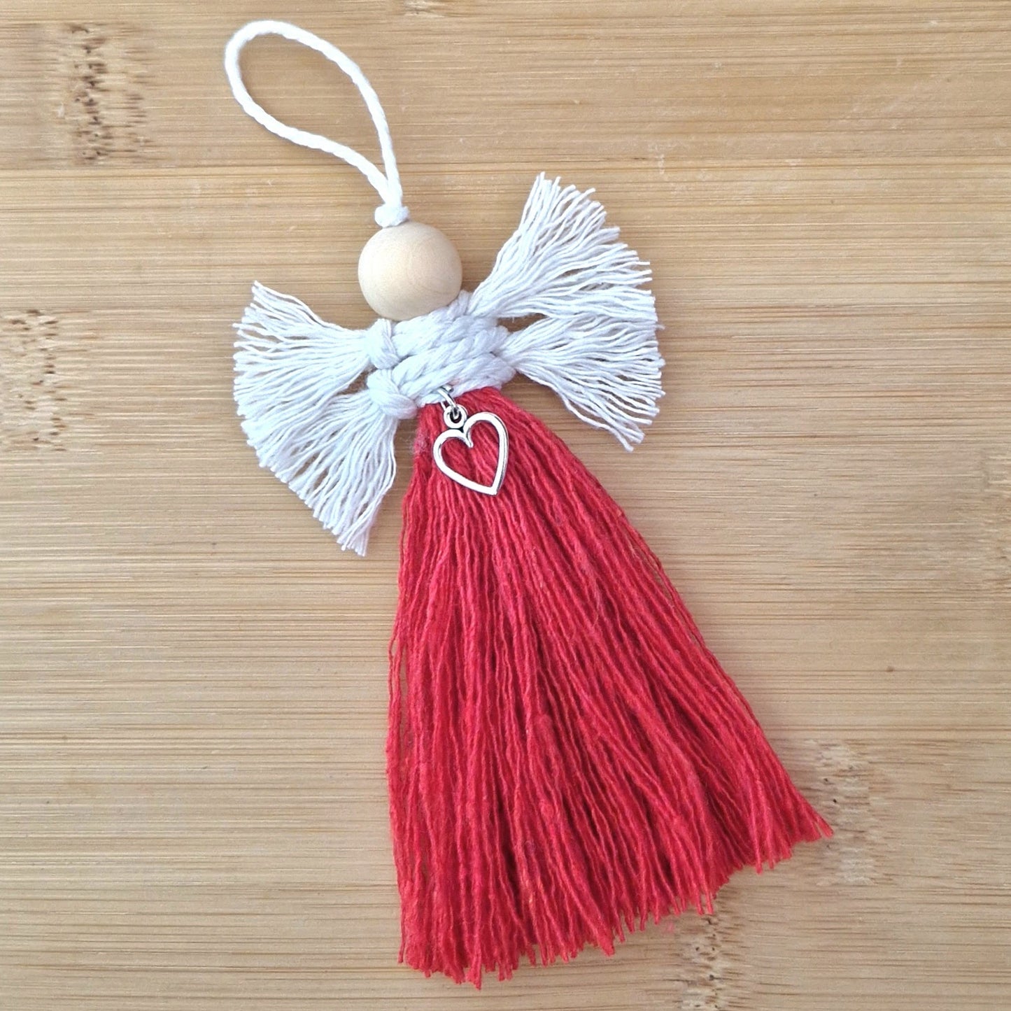 Red macrame angel