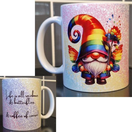 Rainbow butterfly gonk mug