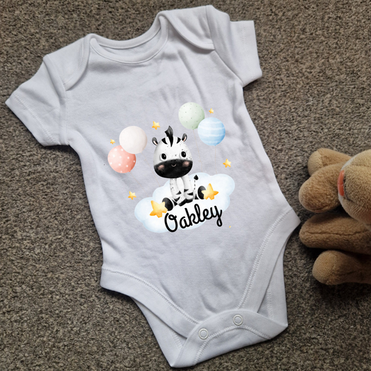 Personalised baby vest zebra design