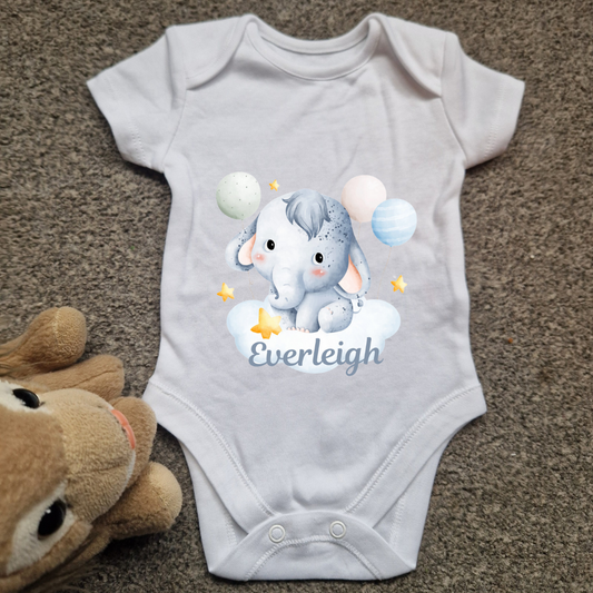 Personalised baby vest elephant design