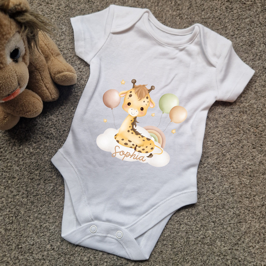 Personalised baby vest giraffe design