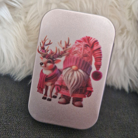 Pink christmas gonk mini tin