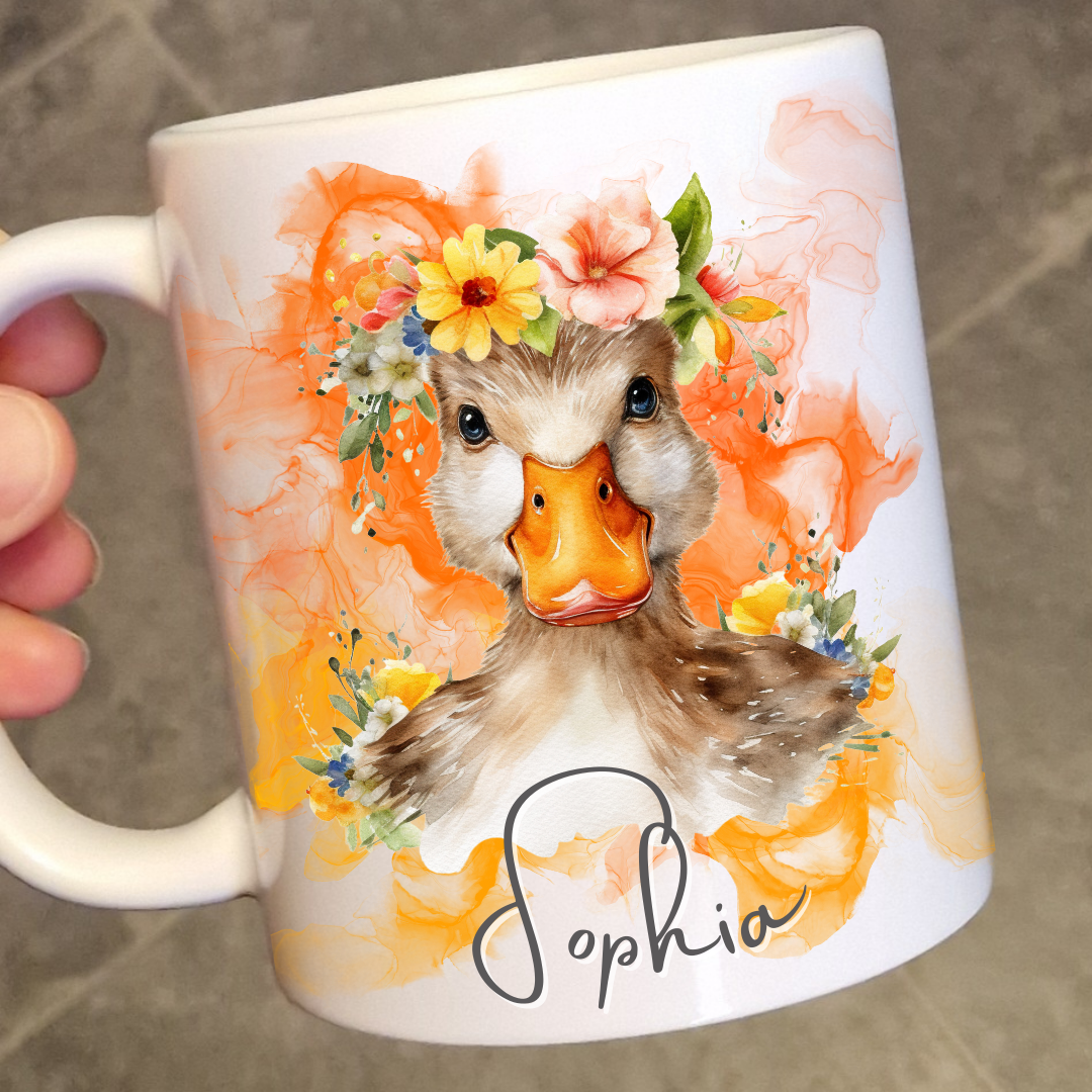 Personalised cute duck mug