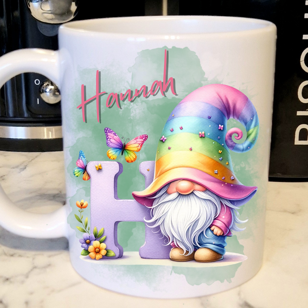 Personalised rainbow gonk mug