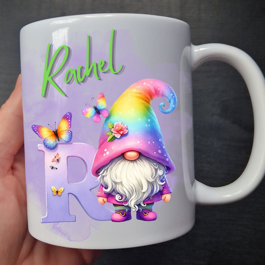 Personalised rainbow gonk mug