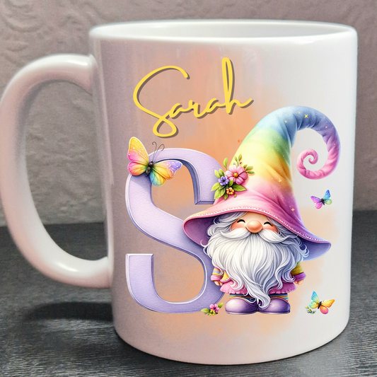 Personalised rainbow gonk mug