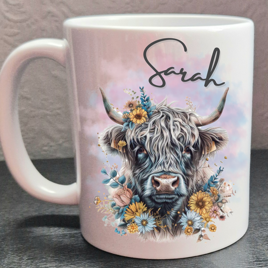 Personalised highland cow mug