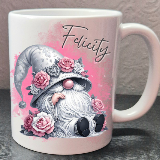 Personalised gonk mug pink rose