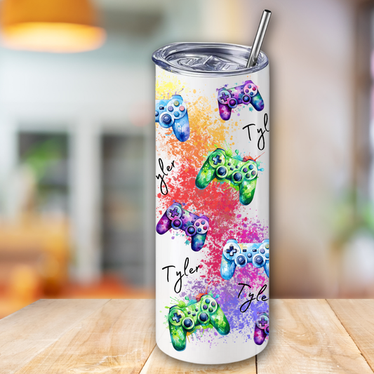 Personalised skinny tumbler - game controller