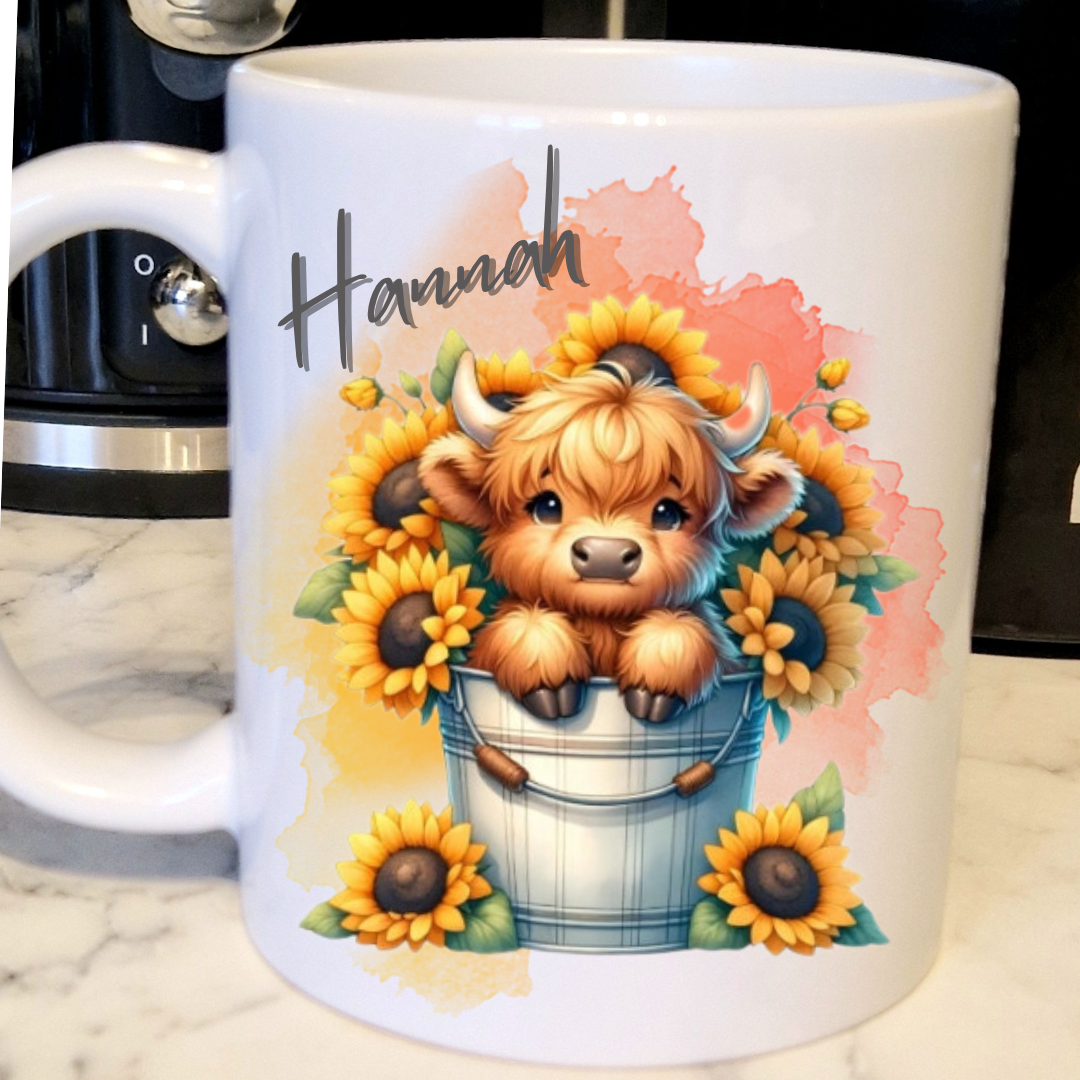 Personalised highland cow mug