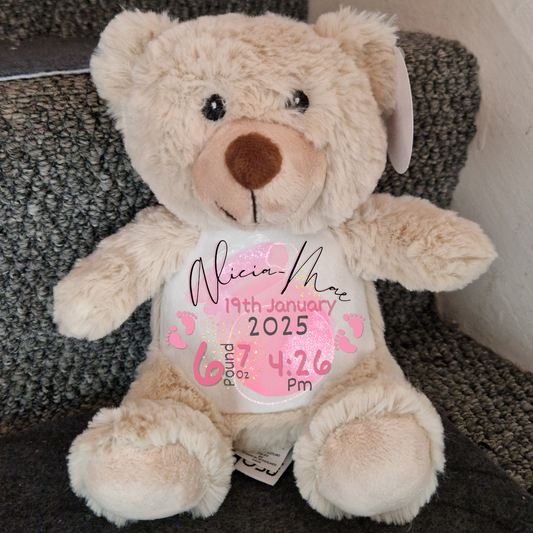 Personalised Birthday teddy bear - light pink