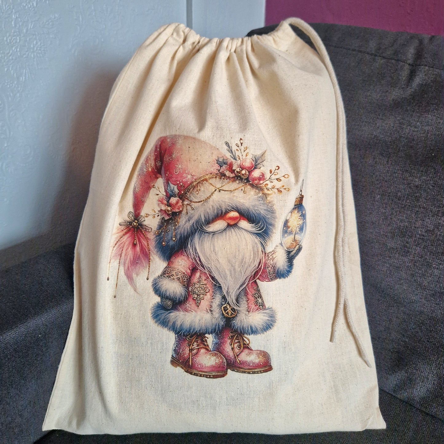 Personalised christmas gonk santa sack