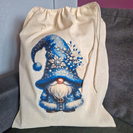 Blue christmas gonk santa sack