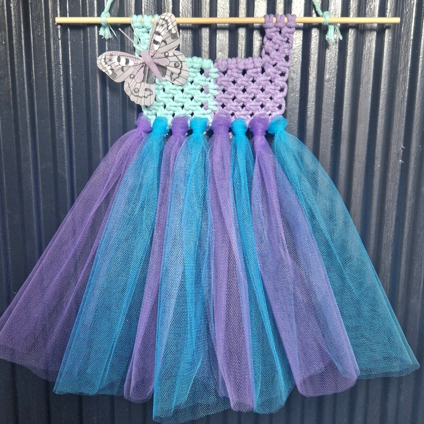 Butterfly macrame tutu wall hanging