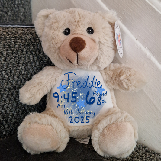 Personalised Birthday teddy bear - blue